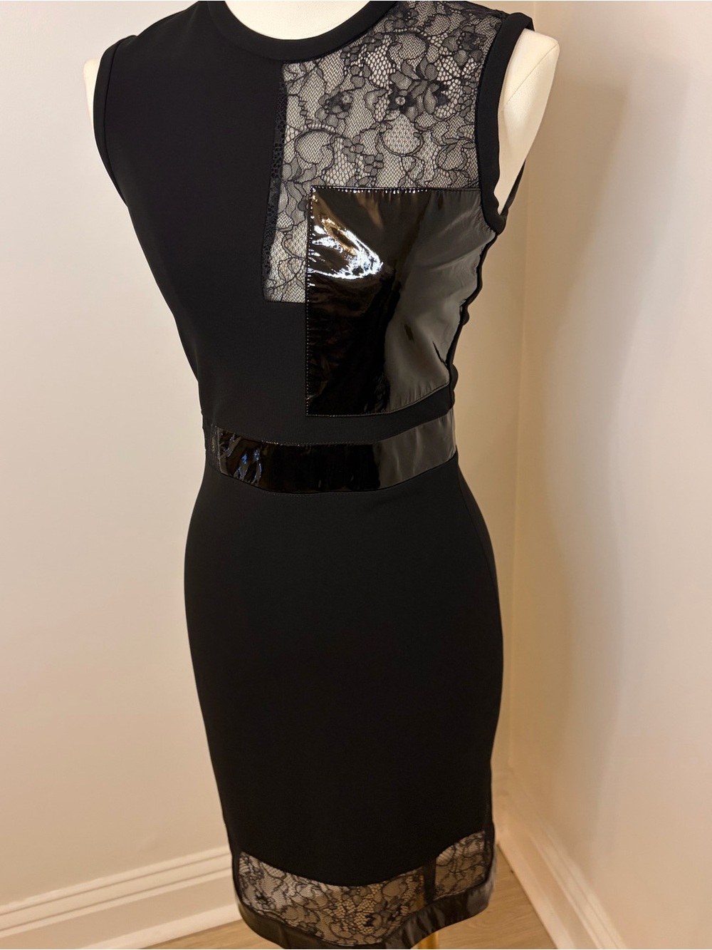 Christopher Kane Lace & Patent Leather Black Sheath Dress Size S - Picture 4 of 14